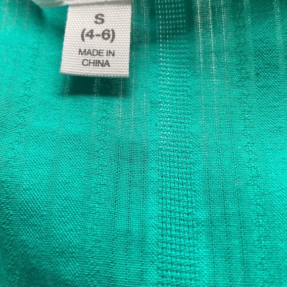 Green Cotton Long Sleeve Tiered Dress - Picture 3 of 7